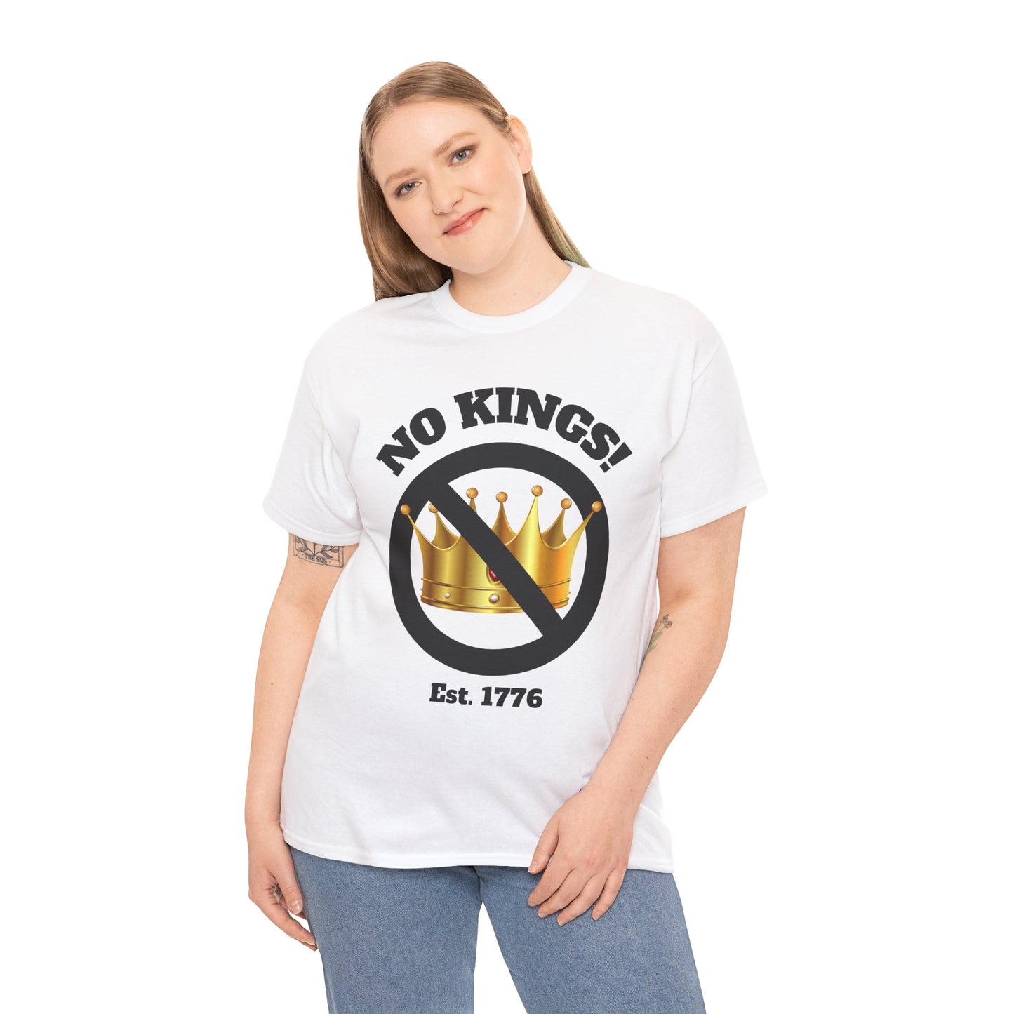 Unisex Heavy Cotton Tee - "No Kings!" Graphic T-Shirt for Freedom Lovers