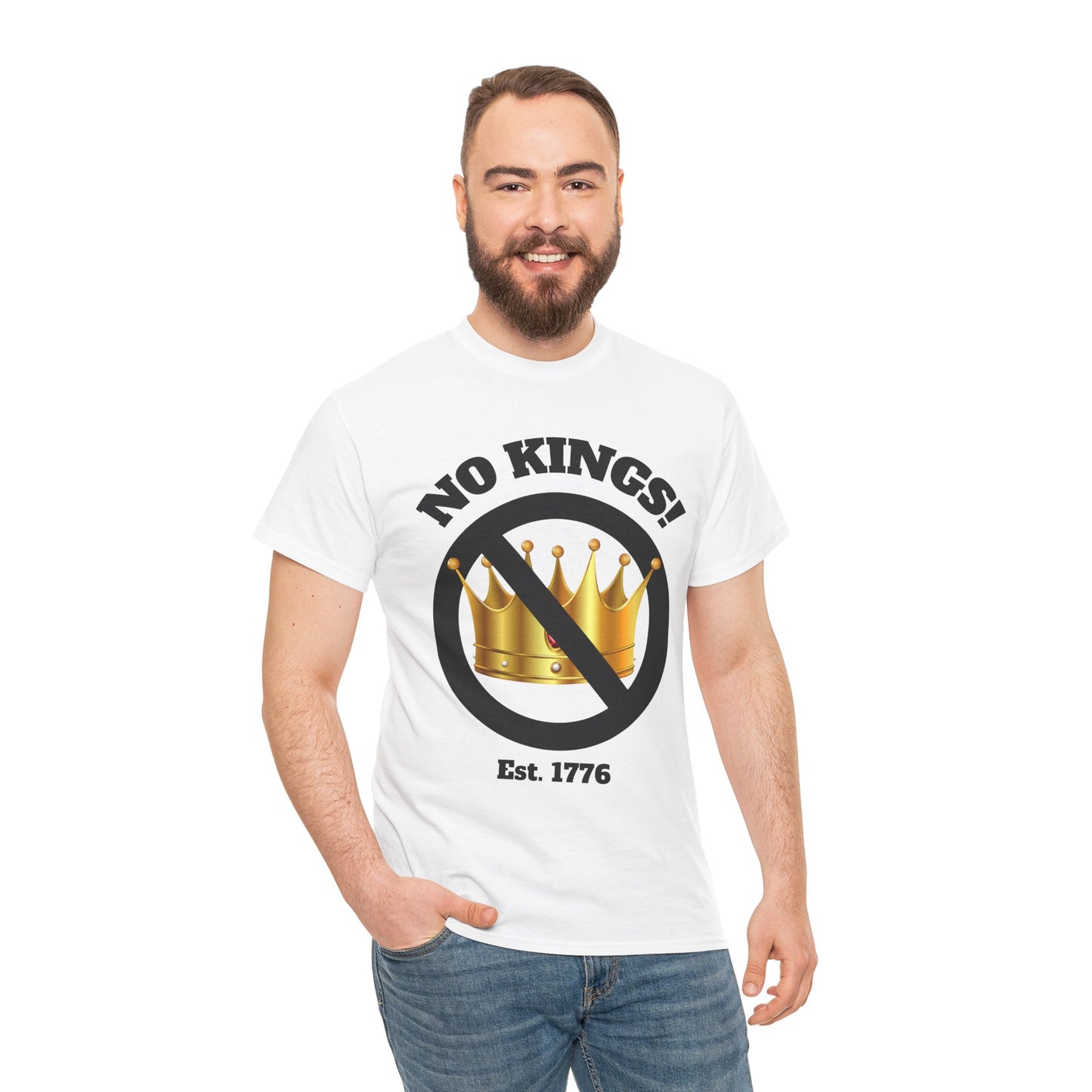 Unisex Heavy Cotton Tee - "No Kings!" Graphic T-Shirt for Freedom Lovers