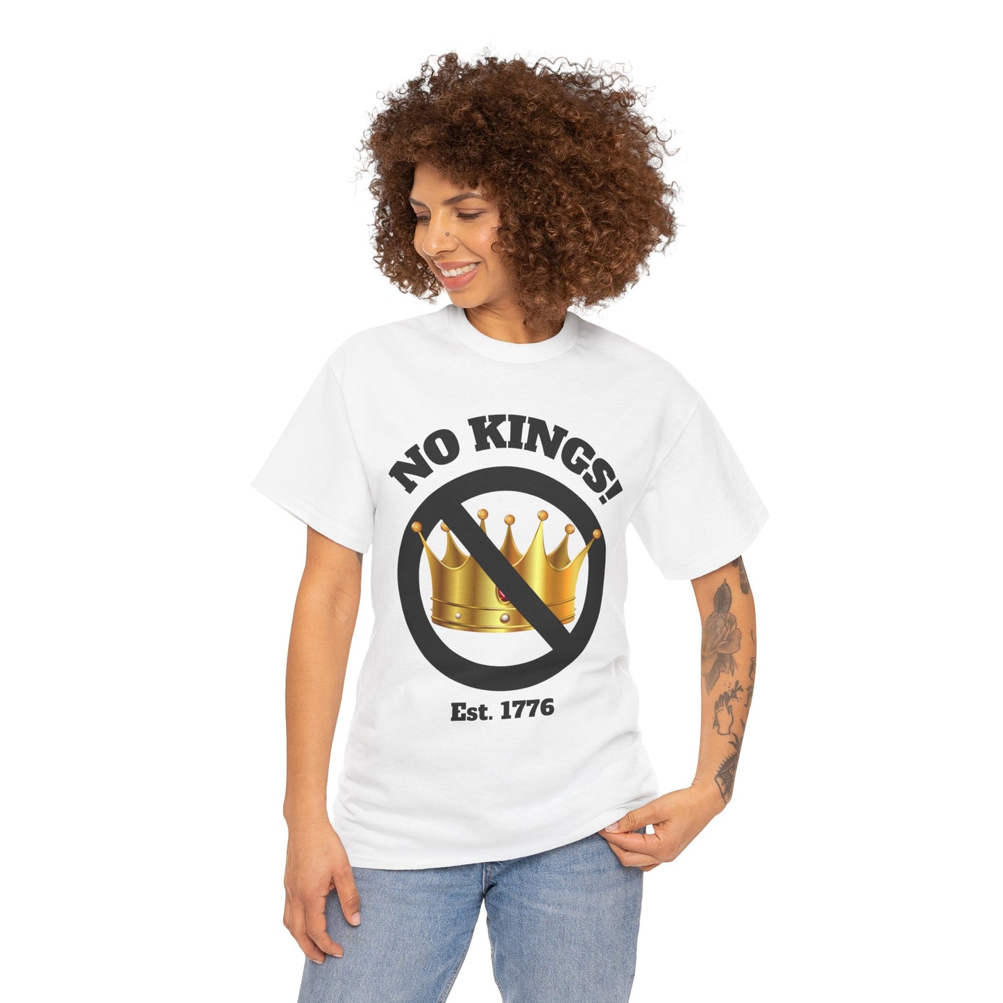 Unisex Heavy Cotton Tee - "No Kings!" Graphic T-Shirt for Freedom Lovers